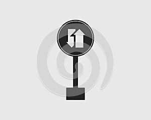 Rounded Two way street sign icon with gray Background.