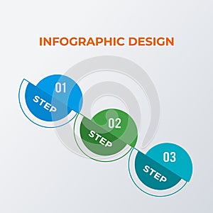 Rounded Visualized Numbers infographic template design. Business concept infograph with 3 options, steps or processes. Vector