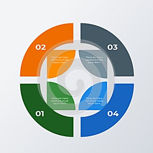 Rounded Visualized Numbers infographic template design. Business concept infograph with 4 options, steps or processes. Vector