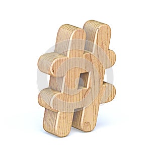 Rounded wooden font hashtag 3D