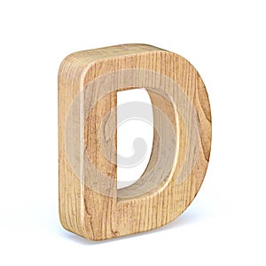 Rounded wooden font Letter D 3D