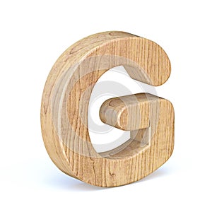Rounded wooden font Letter G 3D