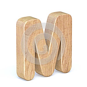 Rounded wooden font Letter M 3D