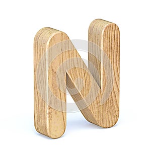 Rounded wooden font Letter N 3D