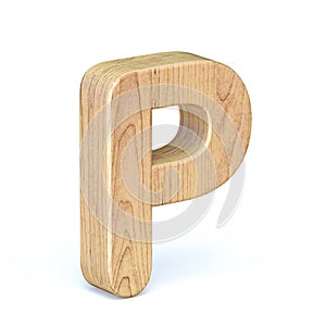 Rounded wooden font Letter P 3D