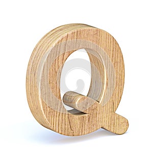 Rounded wooden font Letter Q 3D