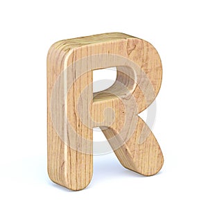 Rounded wooden font Letter R 3D