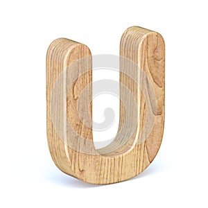 Rounded wooden font Letter U 3D