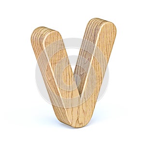 Rounded wooden font Letter V 3D