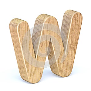 Rounded wooden font Letter W 3D