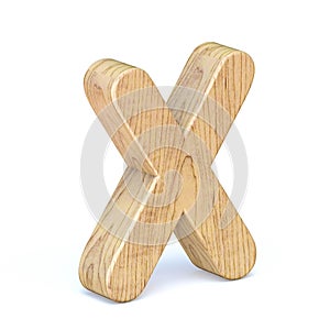 Rounded wooden font Letter X 3D