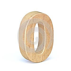 Rounded wooden font Number 0 ZERO 3D