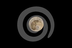 Rounded yellow big full moon with black background