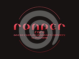 Rounder shadow font. Vector alphabet