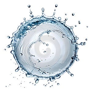 Rounder water splash over transparent background isolated on white background