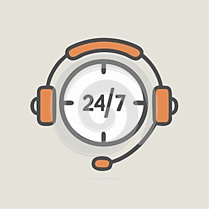 RoundtheClock Support and Assistance Icon