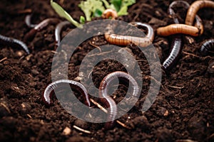 Roundworms in the soil, fertilizer and compost. Generative ai