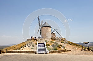 Roup of windmills in Campo de Criptana. La Mancha, Consuegra, Don Quixote route, Spain.