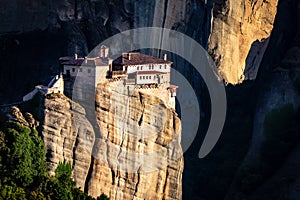 Rousanou Monastery on a monolithic pillar in Meteora, Pindos Mountains, Greece