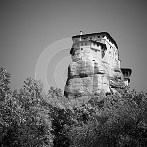 Rousanou Nunnery on the cliff in Meteora