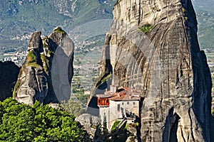 The Roussanou Monastery in the Meteora, Greece photo