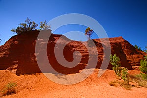 Roussillon, Vaucluse, France - view at the ochre mountains