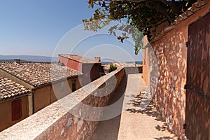 Roussillon village street view roof in south east france