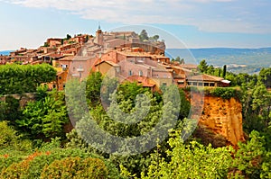 Roussillon village sunset view, Provence, France photo