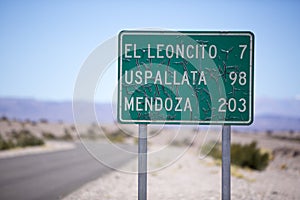 Route 40 old sign road to Mendoza in north of Argentina