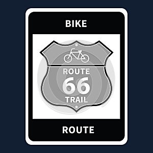 route 66 bike route sign. Vector illustration decorative design