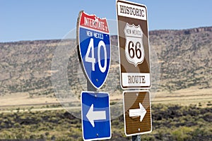 Route 66 direction sign.