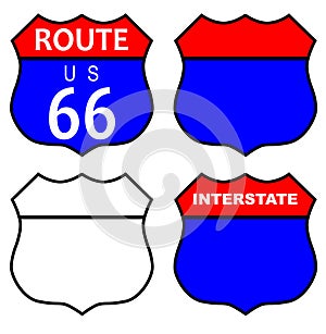 Route 66 Interstate Sign In Various Conditions