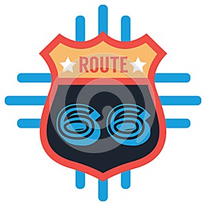 Route 66 label. Vector illustration decorative design