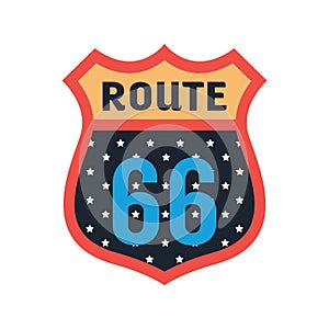 Route 66 label. Vector illustration decorative design