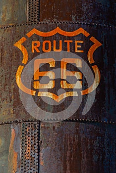 Route 66 Marker On Metal Tank 