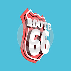 Route 66 road sign on blue background