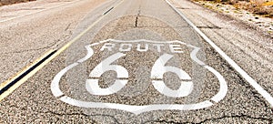 Route 66 road sign. Classic concept for travel and adventure in a vintage way