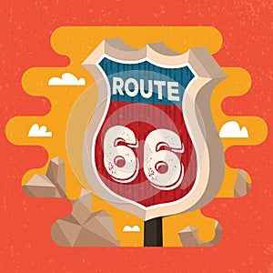 route 66 road sign. Vector illustration decorative design