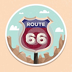 route 66 road sign. Vector illustration decorative design