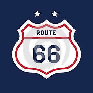 Route 66 road sign. Vector illustration decorative design