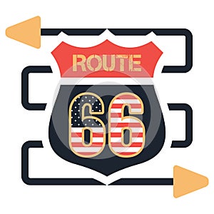 Route 66 sign. Vector illustration decorative design