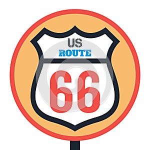 Route 66 sign. Vector illustration decorative design