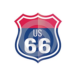 Route 66 sign. Vector illustration decorative design