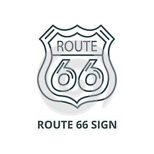 Route 66 sign vector line icon, linear concept, outline sign, symbol