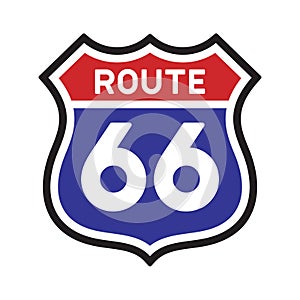 Route 66 Sign on White Background. Vector