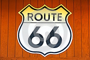 Route 66 wooden background