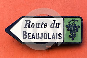 Route du Beaujolais sign