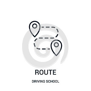 route icon vector from driving school collection. Thin line route outline icon vector illustration