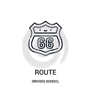 route icon vector from driving school collection. Thin line route outline icon vector illustration
