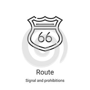 route icon vector from signal and prohibitions collection. Thin line route outline icon vector illustration. Linear symbol for use